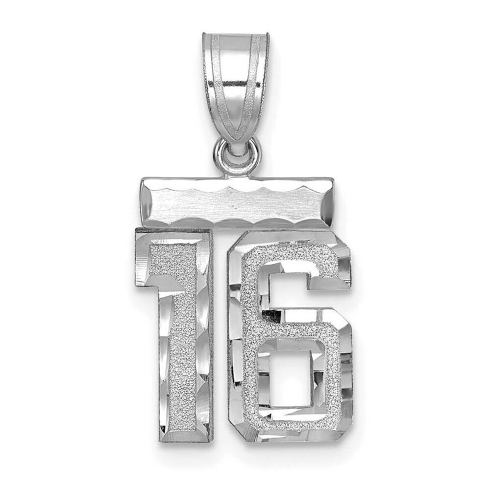 14k White Gold, Varsity Collection, Small D/C Pendant, Number 16